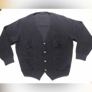 Falke navy chunky merino wool Cardigan Sweater